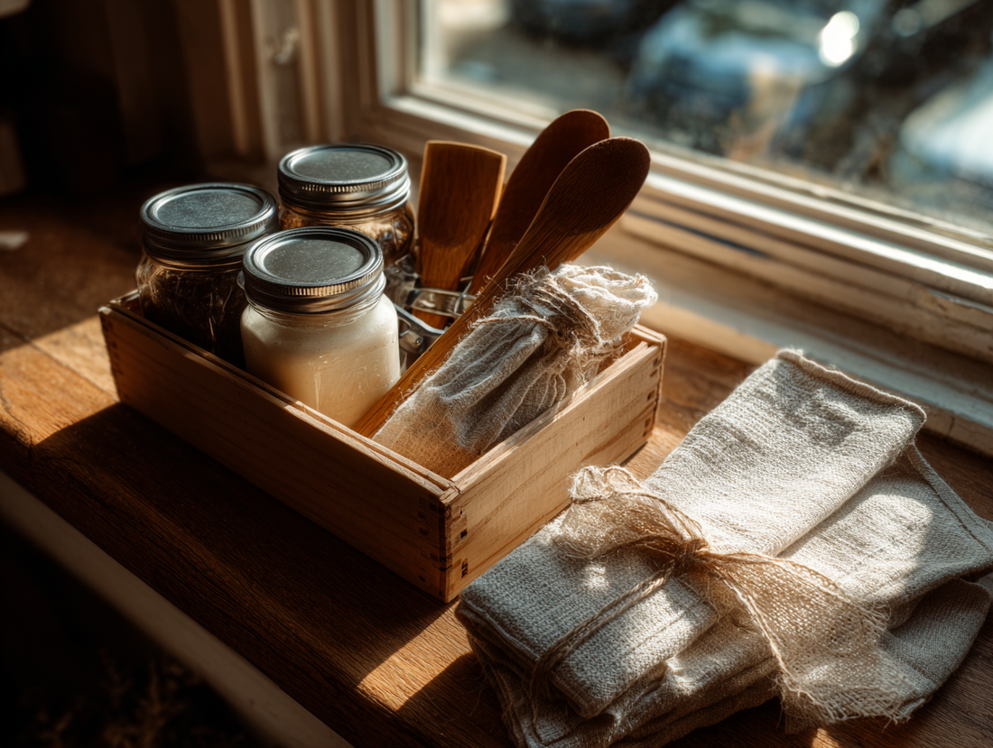 Sourdough gift set including flour, scraper, and lame