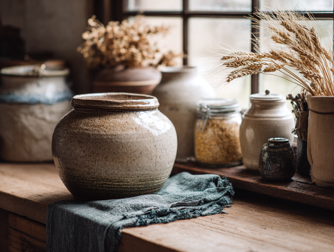 Traditional ceramic container used for storing sourdough starter