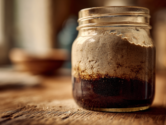 hooch layer on sourdough starter jar