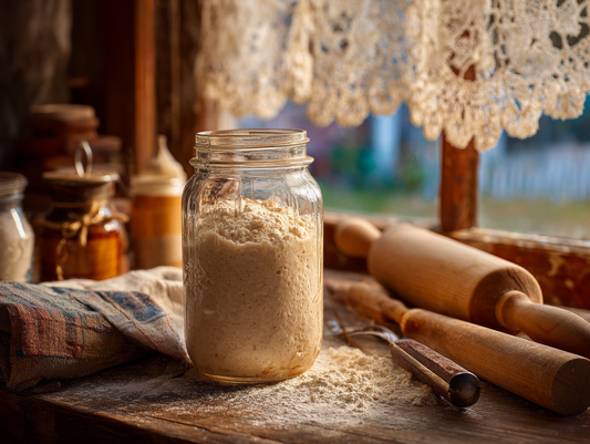 active and bubbly sourdough starter after feeding