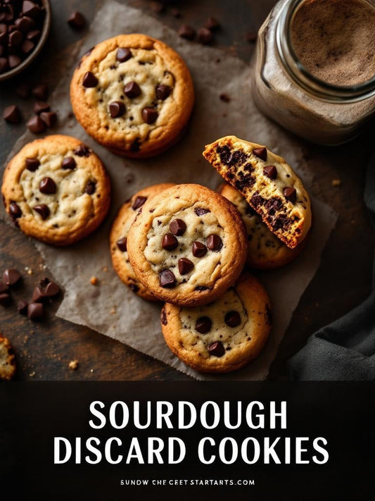 Wild yeast sourdough culture in a mason jar with a crumpled dish towel in the background — sourdough discard chocolate chip cookies soft chewy and surprisingly good guide from Mother's Country Store