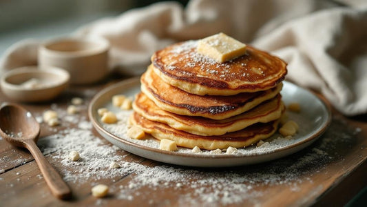 Sourdough starter culture with visible fermentation bubbles on a marble counter with flour dusting — sourdough discard pancakes recipe guide from Mother's Country Store