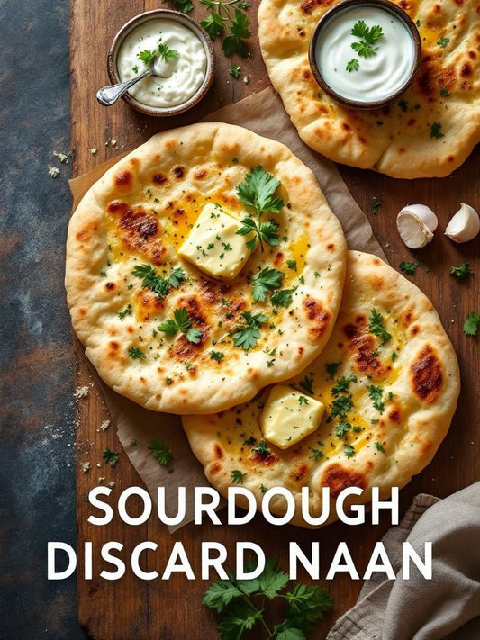 Sourdough starter with hooch layer showing hunger beside a kitchen scale and mixing bowl — sourdough naan recipe garlic butter guide from Mother's Country Store