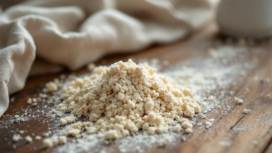 Sourdough starter with hooch layer showing hunger beside a kitchen scale and mixing bowl — sourdough starter dehydrated guide from Mother's Country Store