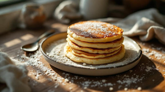 Wild yeast sourdough culture in a mason jar with a crumpled dish towel in the background — sourdough starter discard pancakes guide from Mother's Country Store