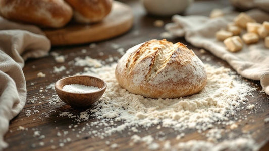 Active sourdough starter doubling in a glass jar on a linen-draped wooden surface — sourdough starter essentials guide from Mother's Country Store