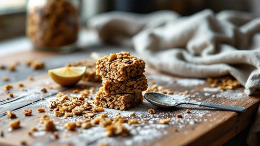 Sourdough starter with hooch layer showing hunger beside a kitchen scale and mixing bowl — sourdough starter granola bars recipe guide from Mother's Country Store
