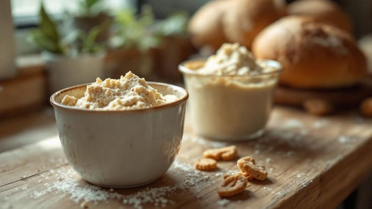 sourdough starter in cups — sourdough starter guide from Mother's Country Store