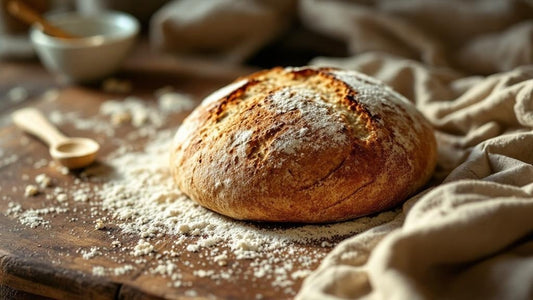 Active sourdough starter doubling in a glass jar on a linen-draped wooden surface — sourdough starter lid guide from Mother's Country Store