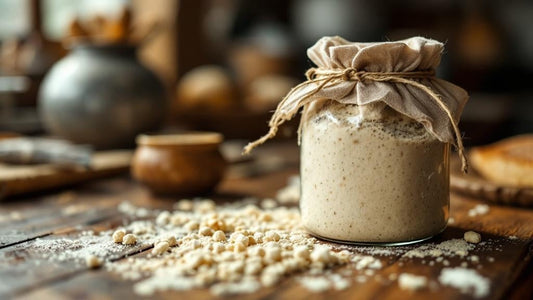Sourdough culture at peak rise with domed top in a warm Southern kitchen setting — sourdough starter vacation guide from Mother's Country Store