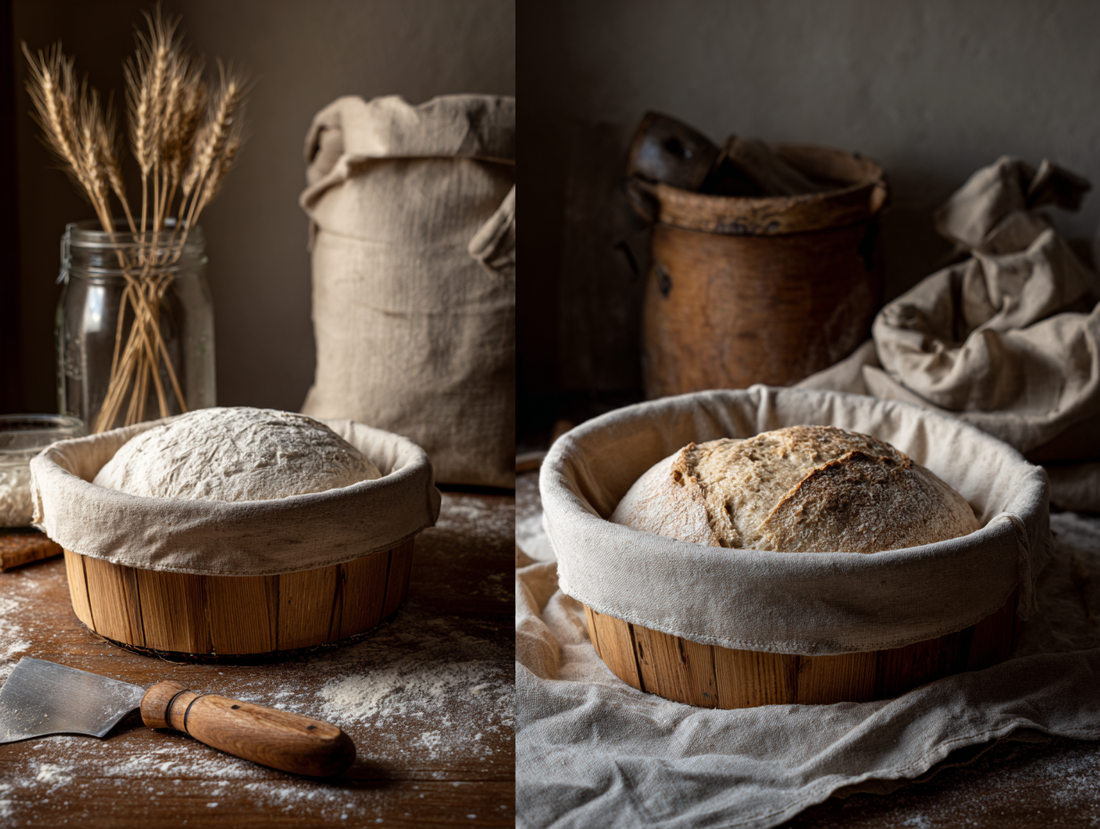 Comparison of risen vs. under-proofed sourdough dough