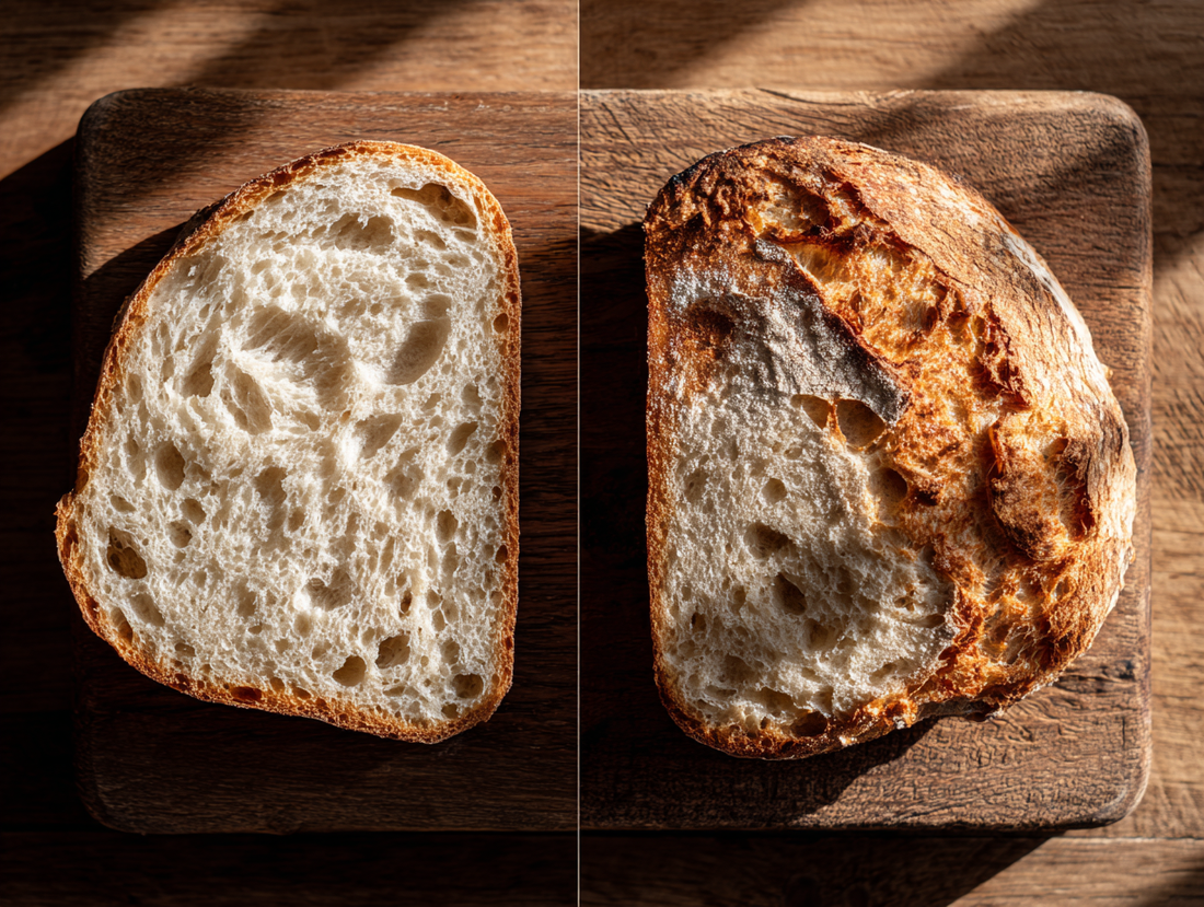 Proofed sourdough dough in a banneton before cold retard