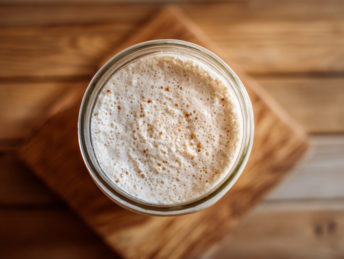 Properly fed sourdough starter with no visible mold