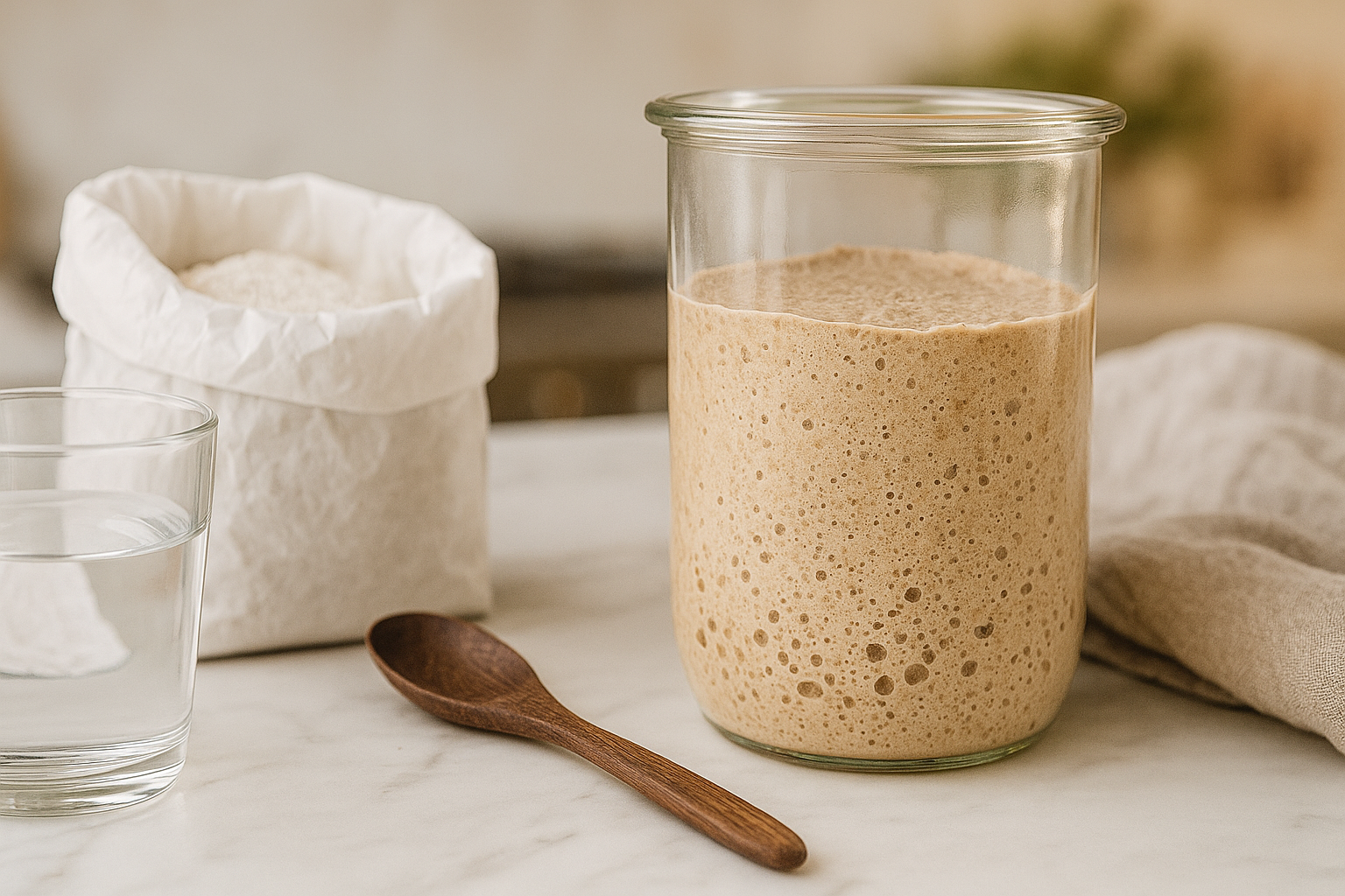 Free sourdough starter hero — artisan bread baking